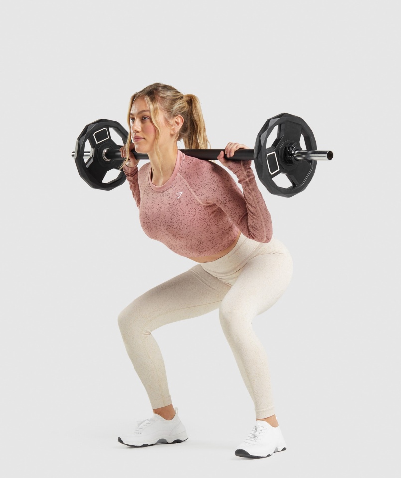 Gymshark Adapt Fleck Bezszwowy Crop Top Z Długim Rękawem Mineralny - Paige Pink
