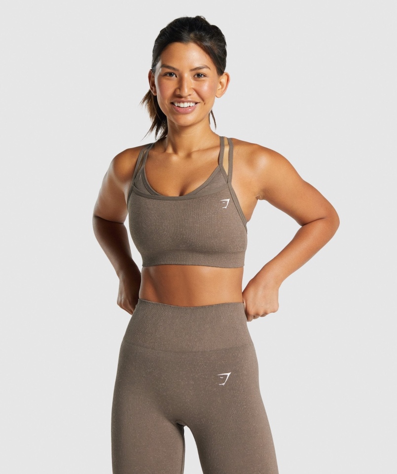 Gymshark Adapt Fleck Bezszwowy Biustonosz Sportowy Mineralno-brązowy