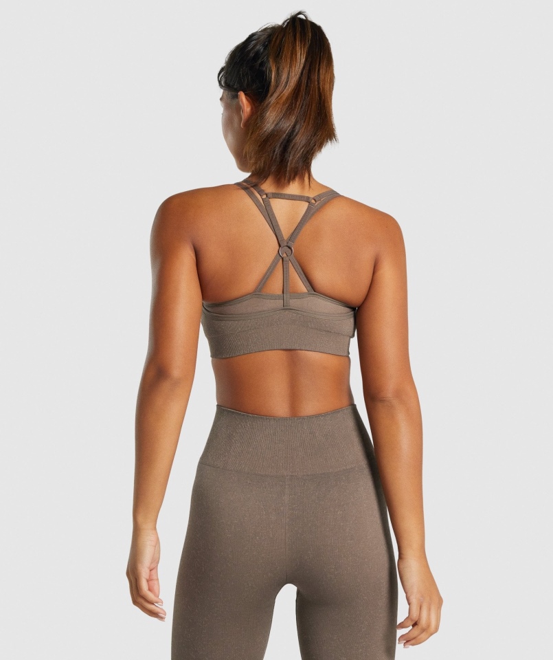 Gymshark Adapt Fleck Bezszwowy Biustonosz Sportowy Mineralno-brązowy