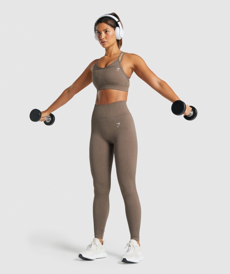 Gymshark Adapt Fleck Bezszwowy Biustonosz Sportowy Mineralno-brązowy