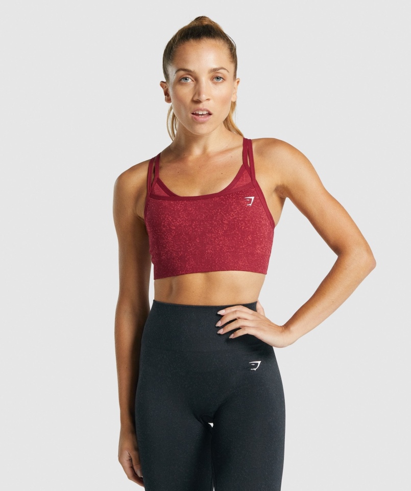 Gymshark Adapt Fleck Bezszwowy Biustonosz Sportowy Mineralno-bordowy