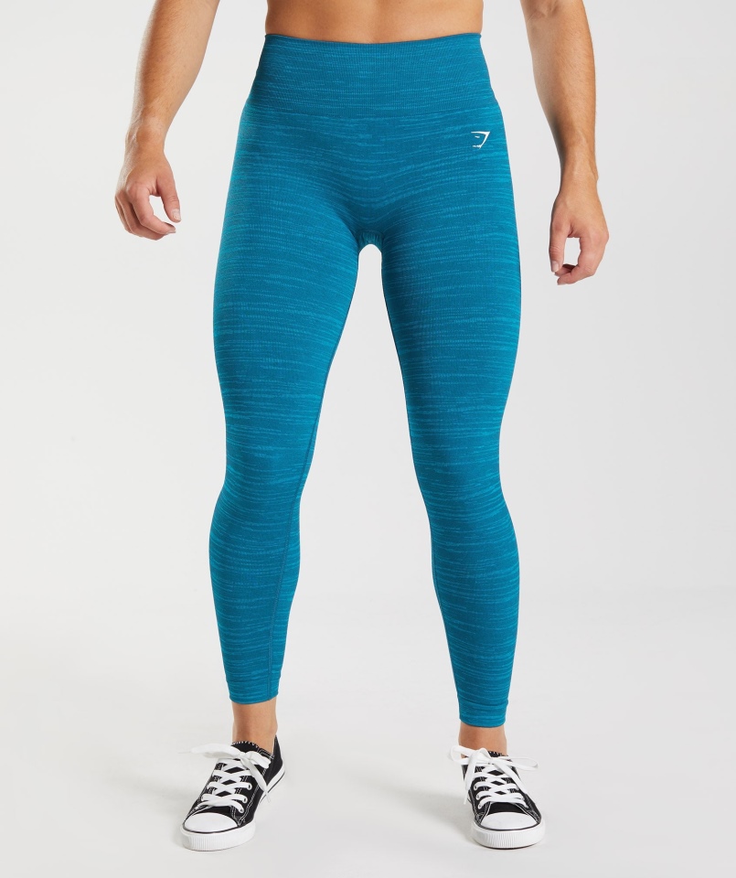 Gymshark Adapt Marl Bezszwowe Legginsy Vlt-atlantic Blue-shark Blue