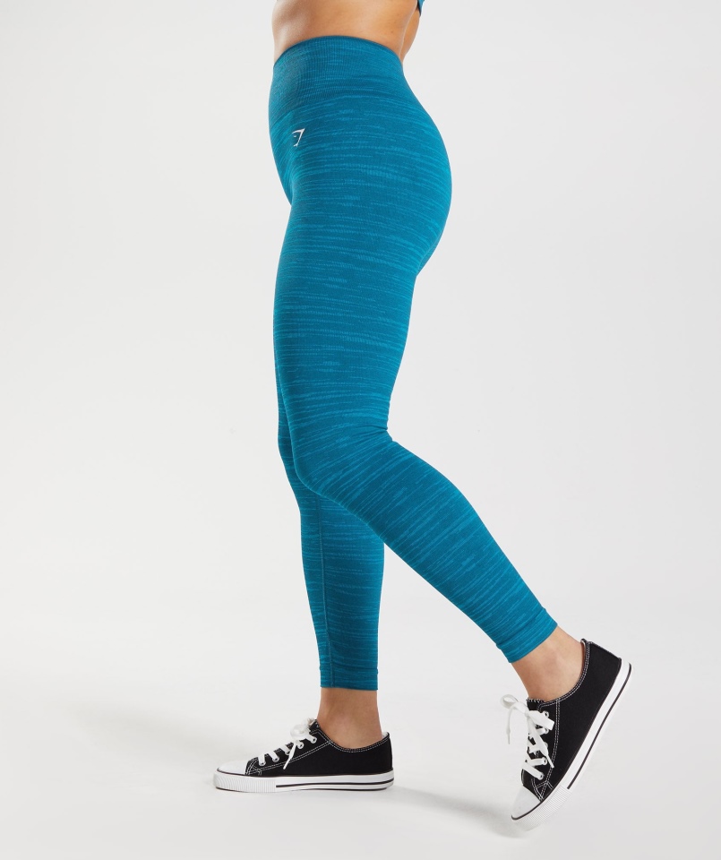Gymshark Adapt Marl Bezszwowe Legginsy Vlt-atlantic Blue-shark Blue