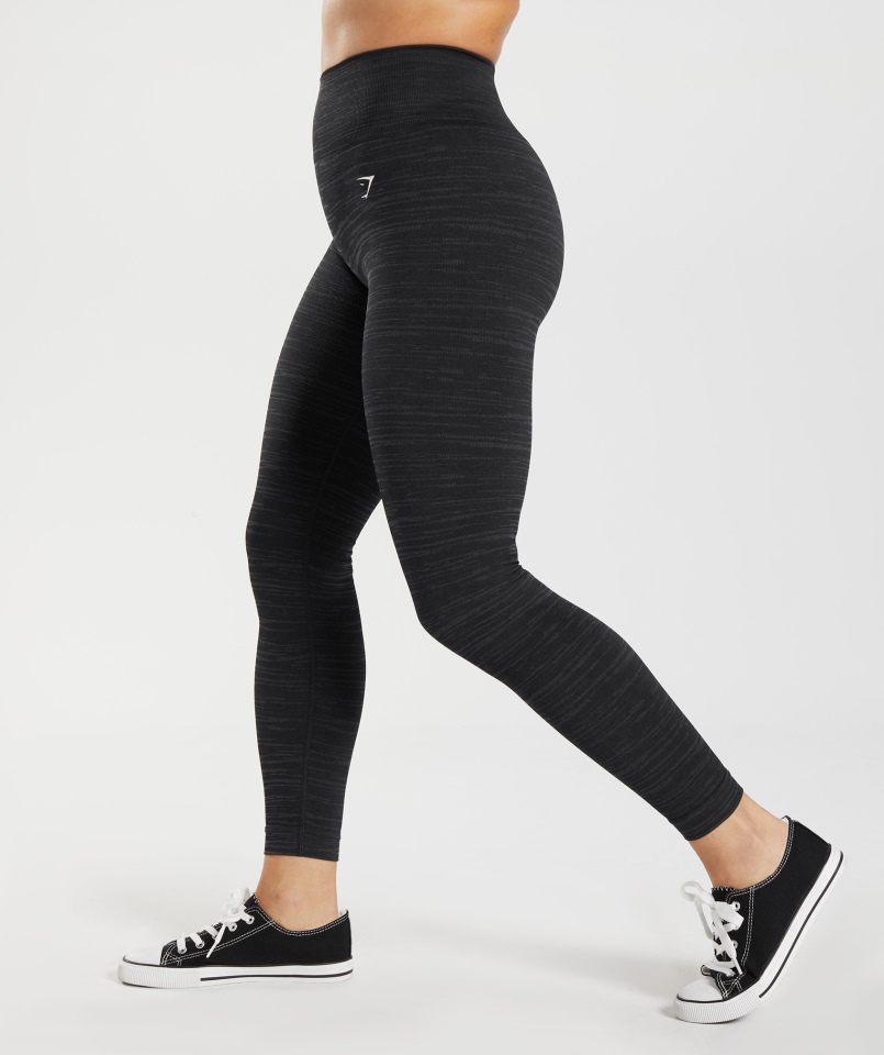 Gymshark Adapt Marl Bezszwowe Legginsy Vlt-czarno-smokey Grey