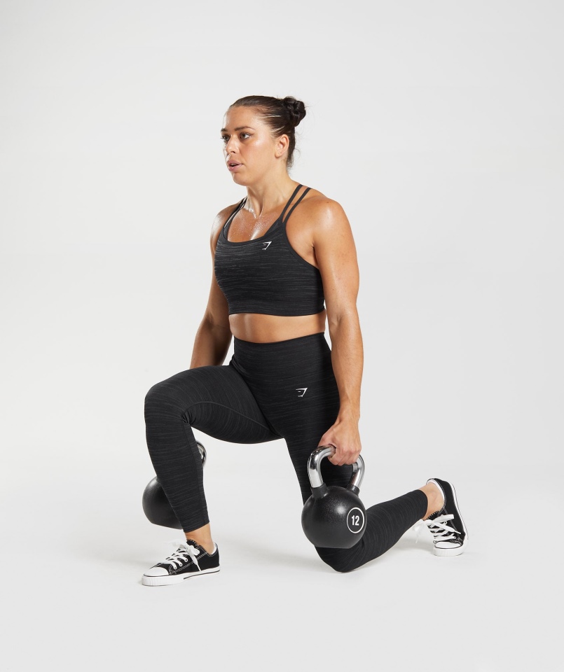 Gymshark Adapt Marl Bezszwowe Legginsy Vlt-czarno-smokey Grey