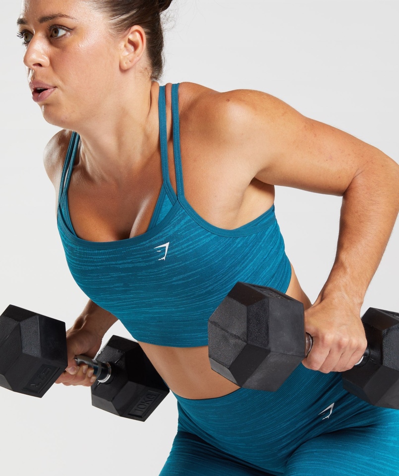 Gymshark Adapt Marl Bezszwowy Biustonosz Sportowy Vlt-atlantic Blue-shark Blue