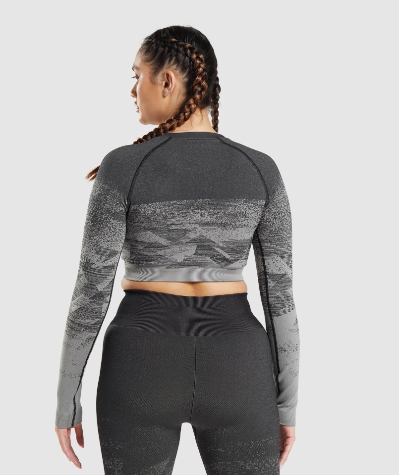 Gymshark Dostosuj Ombre Crop Top Trójkąt-czarny