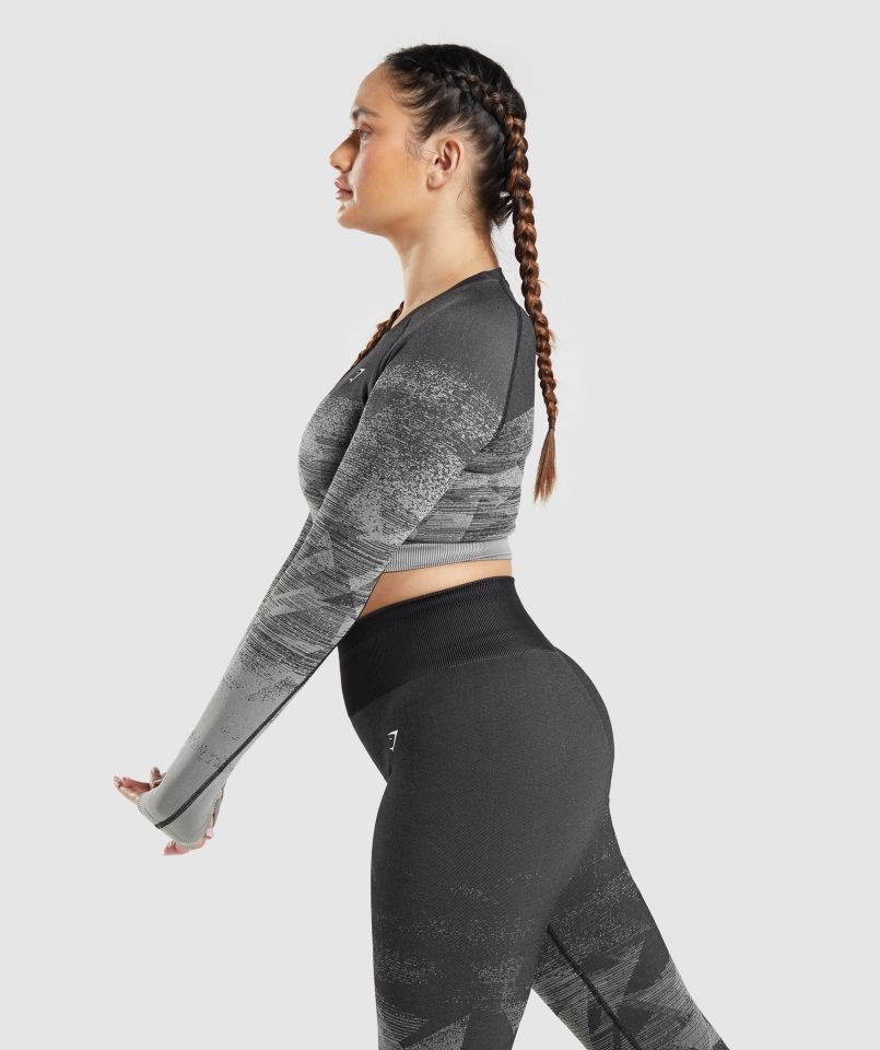 Gymshark Dostosuj Ombre Crop Top Trójkąt-czarny