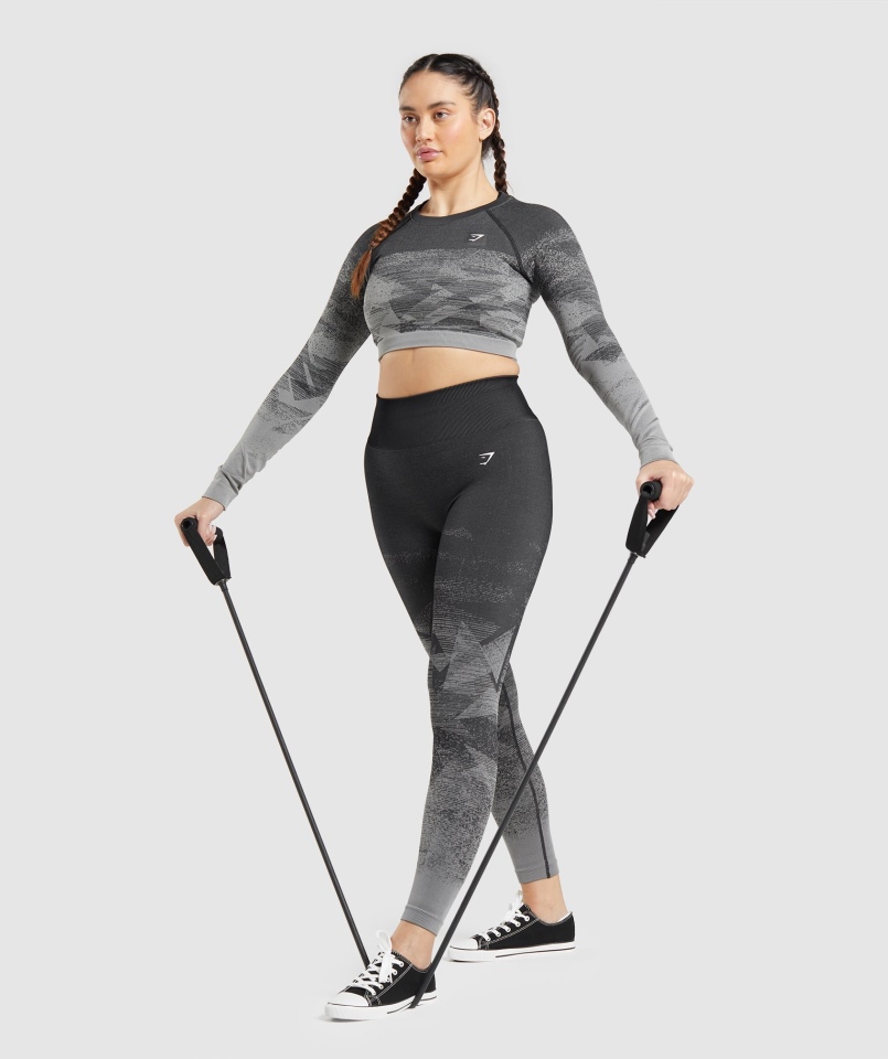 Gymshark Dostosuj Ombre Crop Top Trójkąt-czarny