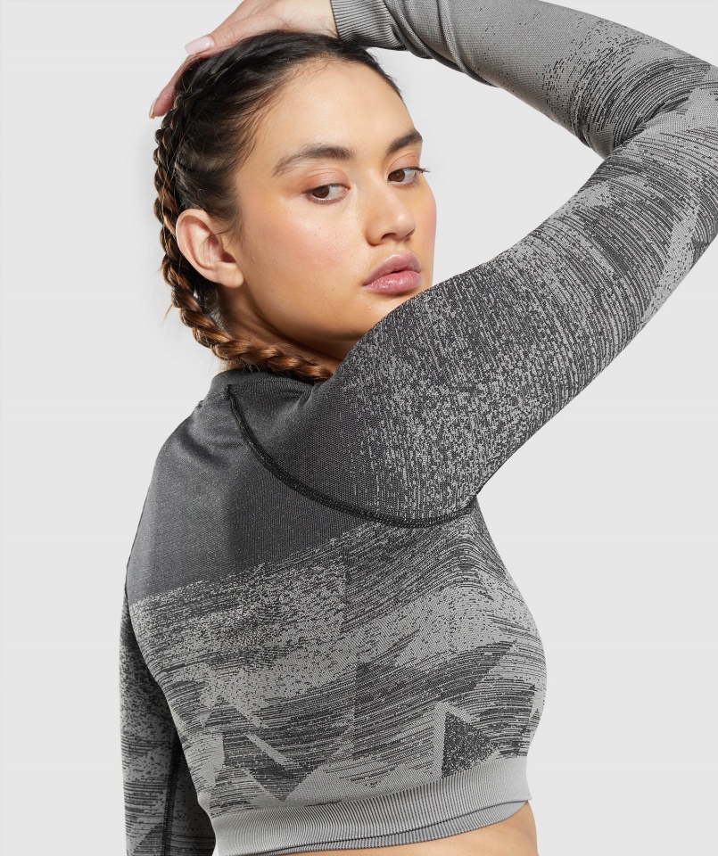 Gymshark Dostosuj Ombre Crop Top Trójkąt-czarny