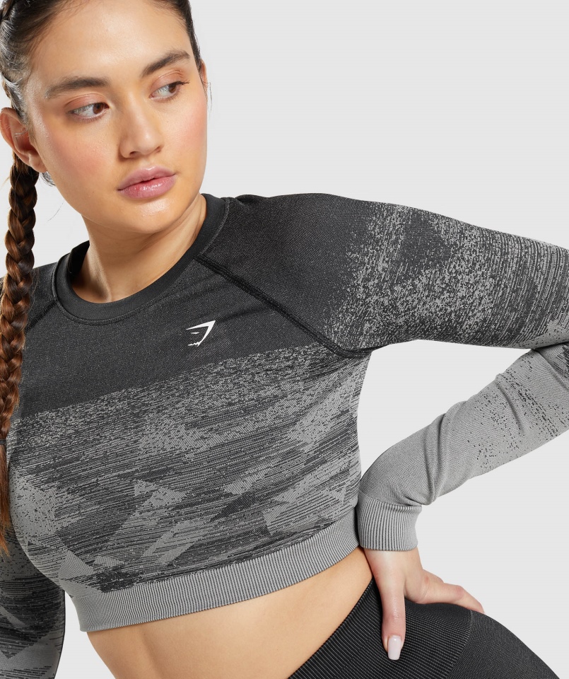 Gymshark Dostosuj Ombre Crop Top Trójkąt-czarny