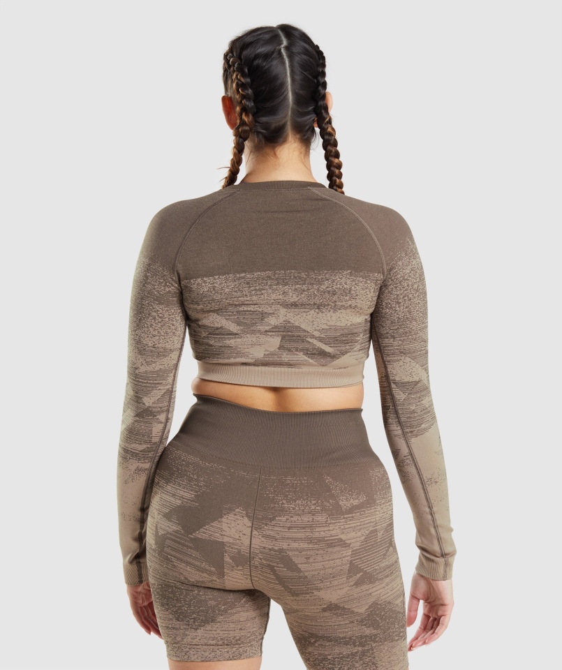 Gymshark Dostosuj Ombre Crop Top Trójkąt-grosz Brązowy
