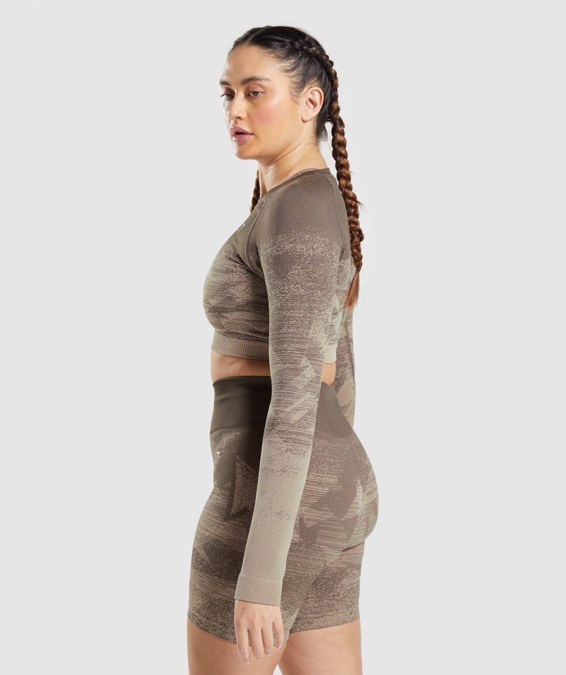 Gymshark Dostosuj Ombre Crop Top Trójkąt-grosz Brązowy