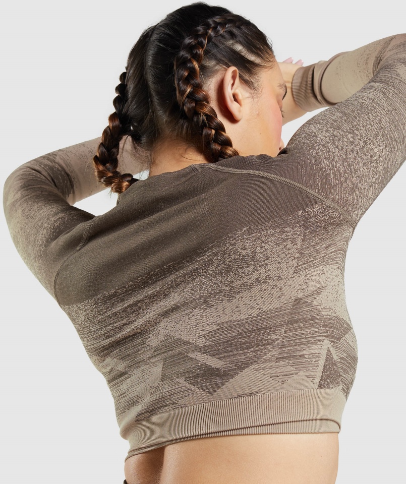 Gymshark Dostosuj Ombre Crop Top Trójkąt-grosz Brązowy