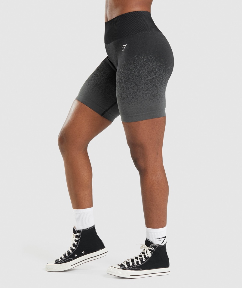 Bezszwowe Spodenki Rowerowe Gymshark Adapt Ombre Czarno-szare