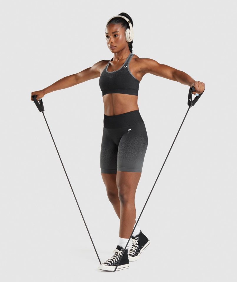 Bezszwowe Spodenki Rowerowe Gymshark Adapt Ombre Czarno-szare