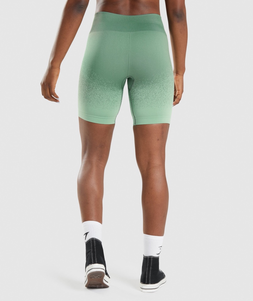 Gymshark Adapt Ombre Bezszwowe Spodenki Rowerowe Zielono-jasnozielone