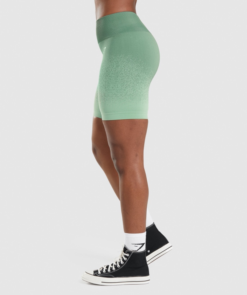Gymshark Adapt Ombre Bezszwowe Spodenki Rowerowe Zielono-jasnozielone