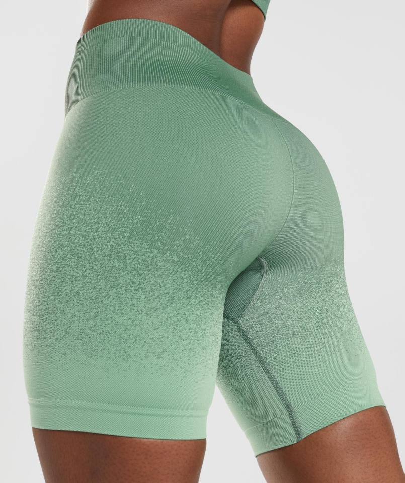 Gymshark Adapt Ombre Bezszwowe Spodenki Rowerowe Zielono-jasnozielone