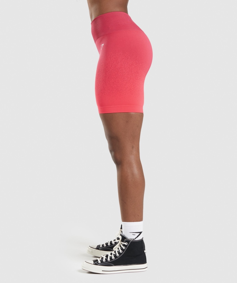 Bezszwowe Spodenki Rowerowe Gymshark Adapt Ombre Różowo-czerwone