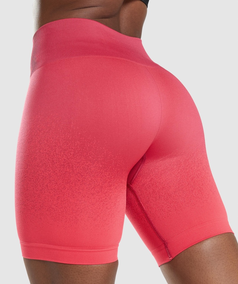 Bezszwowe Spodenki Rowerowe Gymshark Adapt Ombre Różowo-czerwone