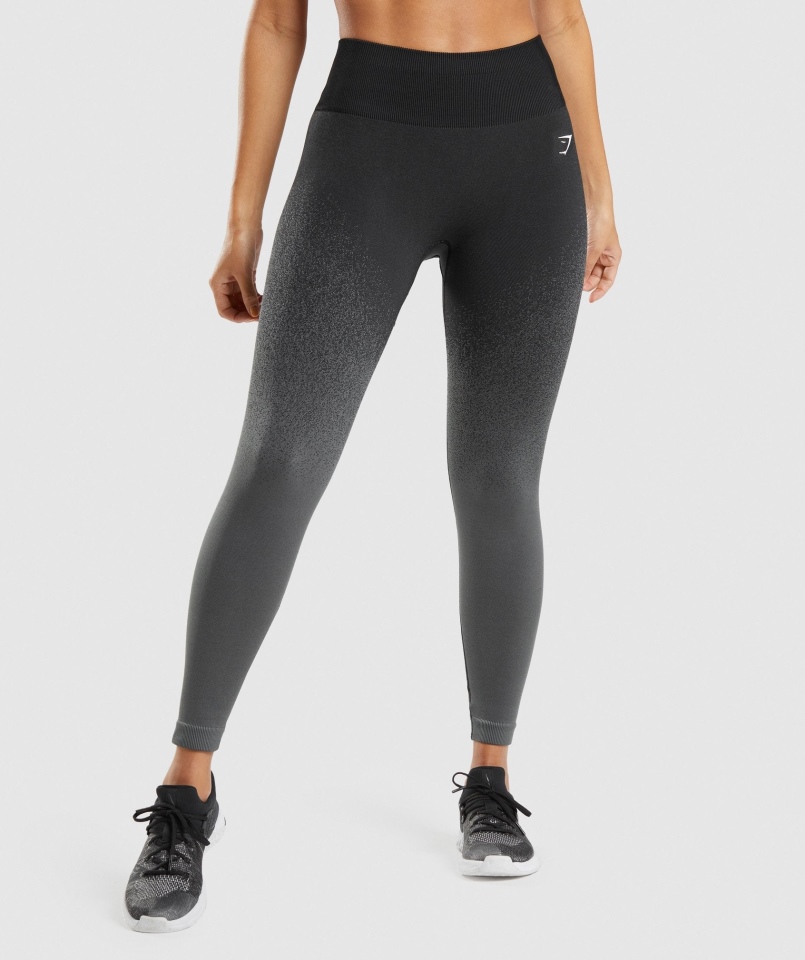 Gymshark Adapt Ombre Bezszwowe Legginsy Czarno-szare