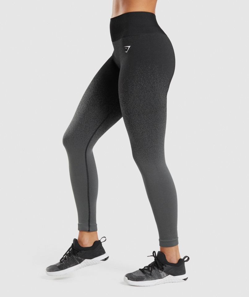 Gymshark Adapt Ombre Bezszwowe Legginsy Czarno-szare