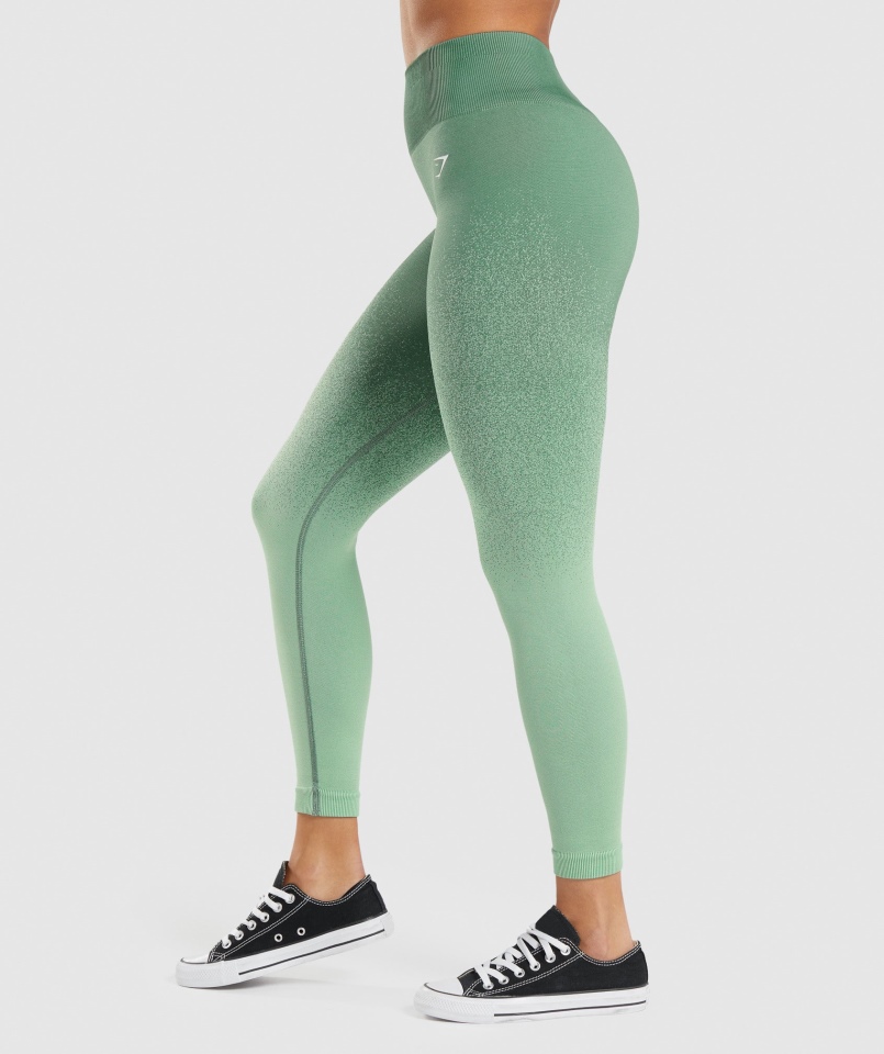 Gymshark Dopasowują Ombre Bezszwowe Legginsy Zielono-jasnozielone