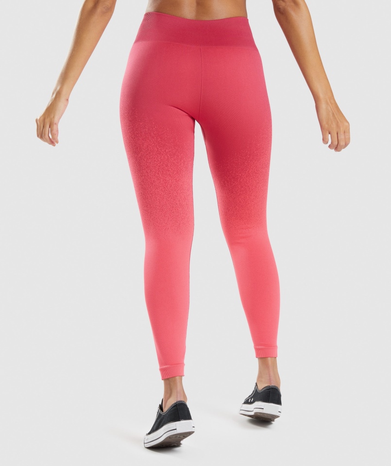 Gymshark Dopasowują Ombre Bezszwowe Legginsy Różowo-czerwone