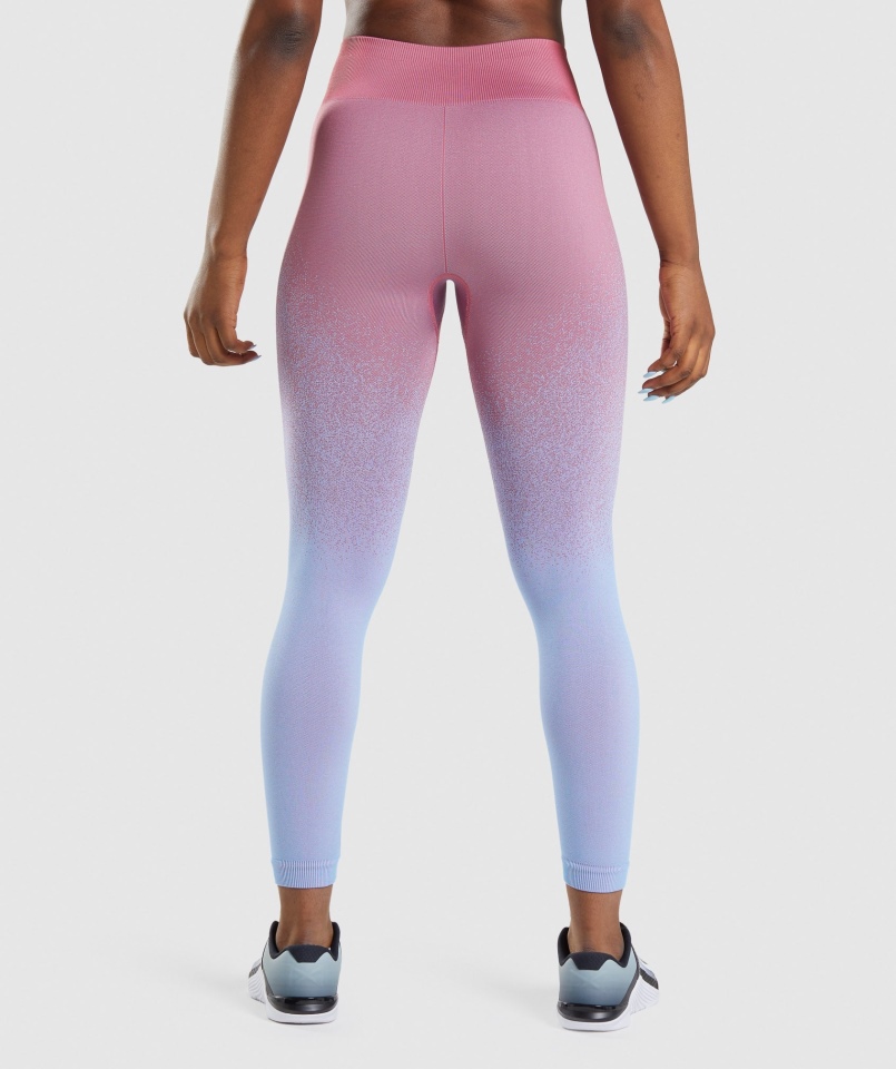 Gymshark Bezszwowe Legginsy W Stylu Ombre W Kolorze Różowo-jasnoniebieskim