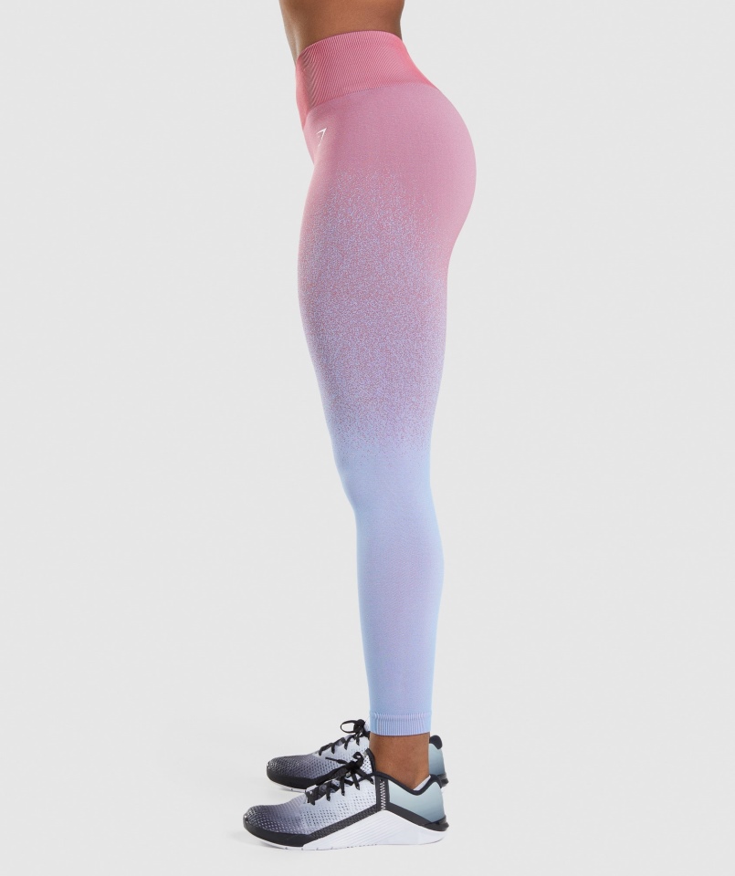 Gymshark Bezszwowe Legginsy W Stylu Ombre W Kolorze Różowo-jasnoniebieskim