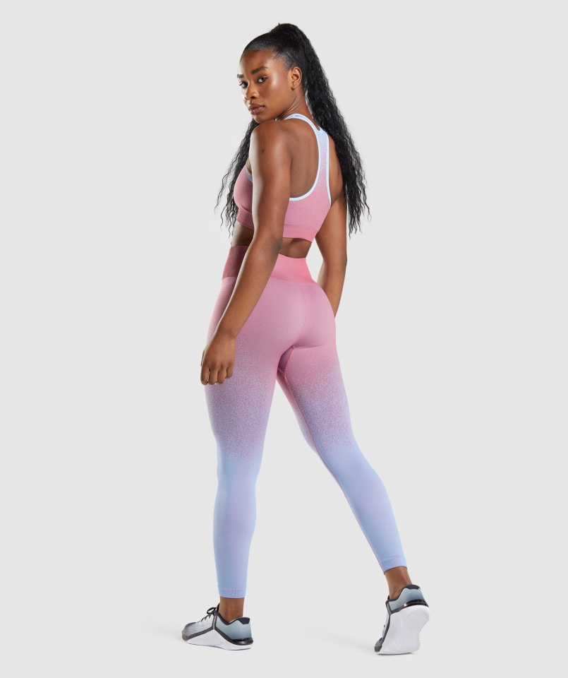 Gymshark Bezszwowe Legginsy W Stylu Ombre W Kolorze Różowo-jasnoniebieskim