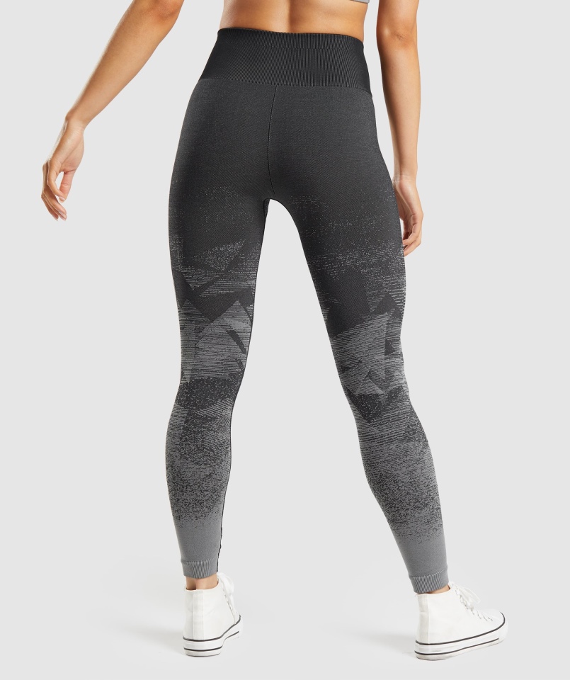 Gymshark Dostosowują Ombre Bezszwowe Legginsy Trójkąt-czarne