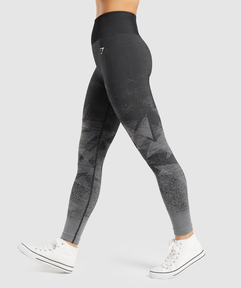 Gymshark Dostosowują Ombre Bezszwowe Legginsy Trójkąt-czarne