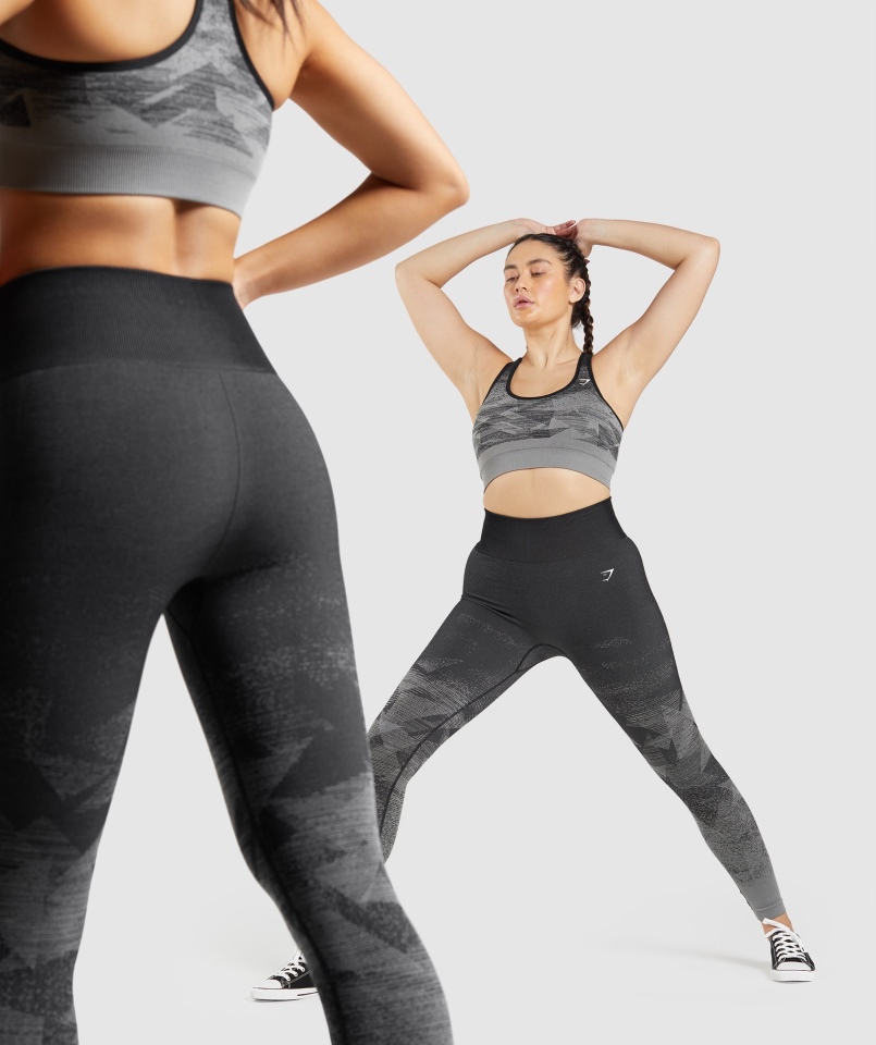 Gymshark Dostosowują Ombre Bezszwowe Legginsy Trójkąt-czarne