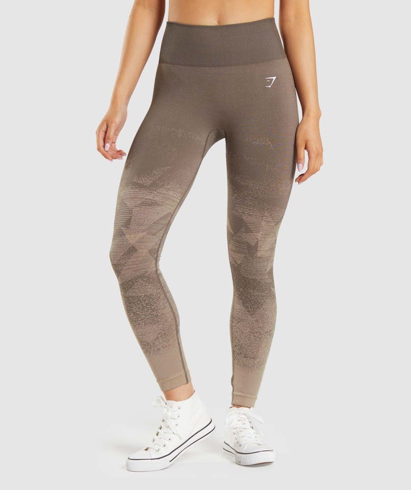 Gymshark Dostosuj Ombre Bezszwowe Legginsy Trójkąt-penny Brown