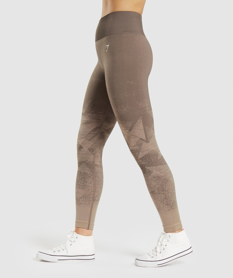 Gymshark Dostosuj Ombre Bezszwowe Legginsy Trójkąt-penny Brown