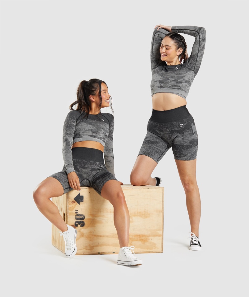 Gymshark Adapt Ombre Bezszwowe Szorty Trójkąt-czarne