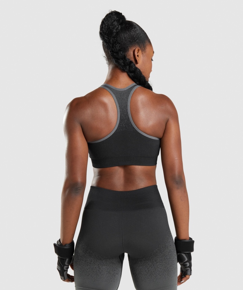Gymshark Adapt Ombre Bezszwowy Biustonosz Sportowy Czarno-szary