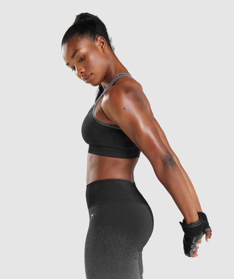 Gymshark Adapt Ombre Bezszwowy Biustonosz Sportowy Czarno-szary