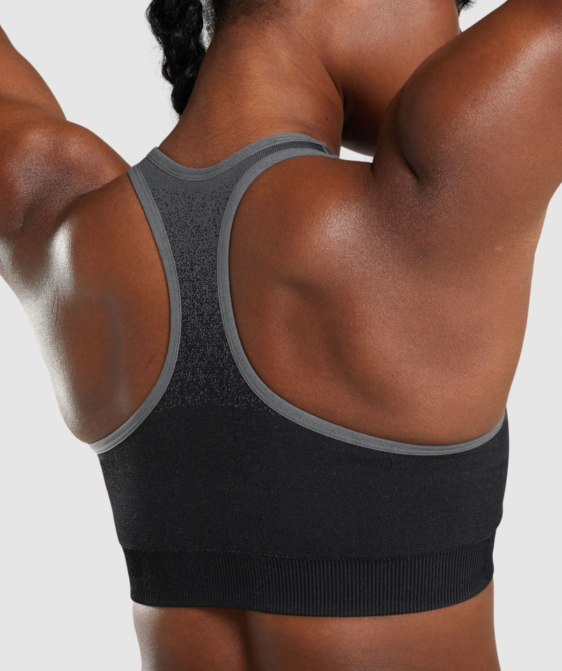 Gymshark Adapt Ombre Bezszwowy Biustonosz Sportowy Czarno-szary