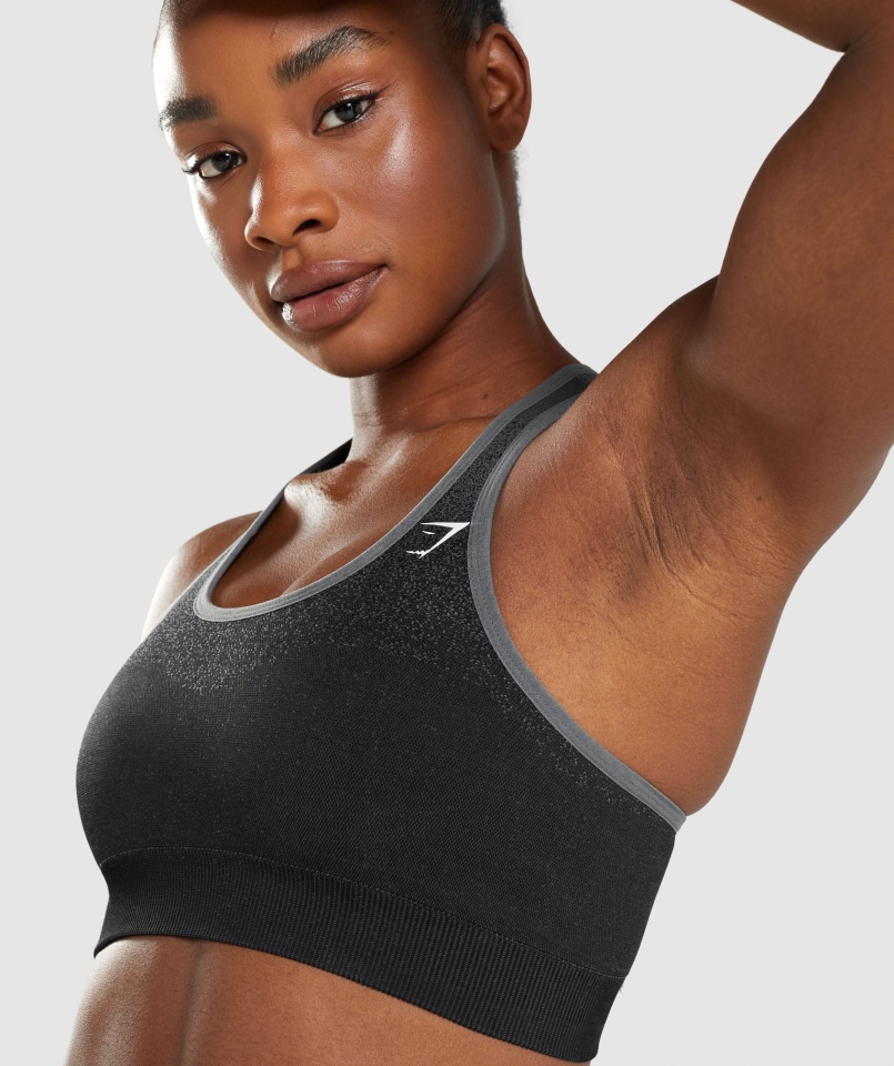 Gymshark Adapt Ombre Bezszwowy Biustonosz Sportowy Czarno-szary