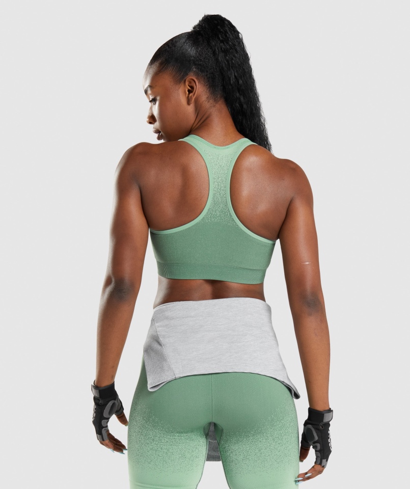 Gymshark Adapt Ombre Bezszwowy Biustonosz Sportowy Zielono-jasnozielony