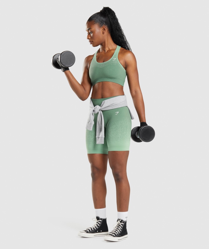 Gymshark Adapt Ombre Bezszwowy Biustonosz Sportowy Zielono-jasnozielony
