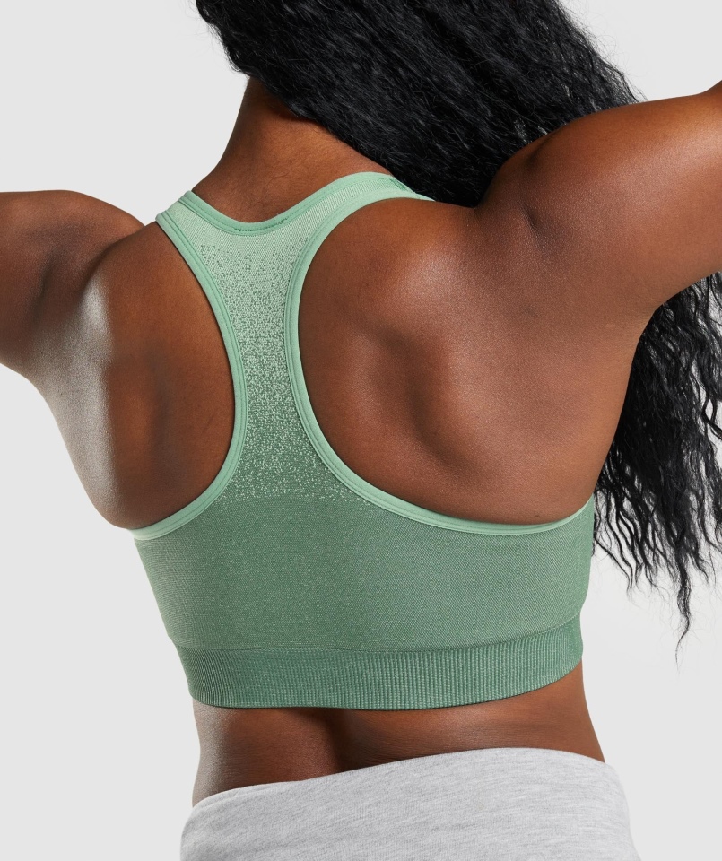 Gymshark Adapt Ombre Bezszwowy Biustonosz Sportowy Zielono-jasnozielony