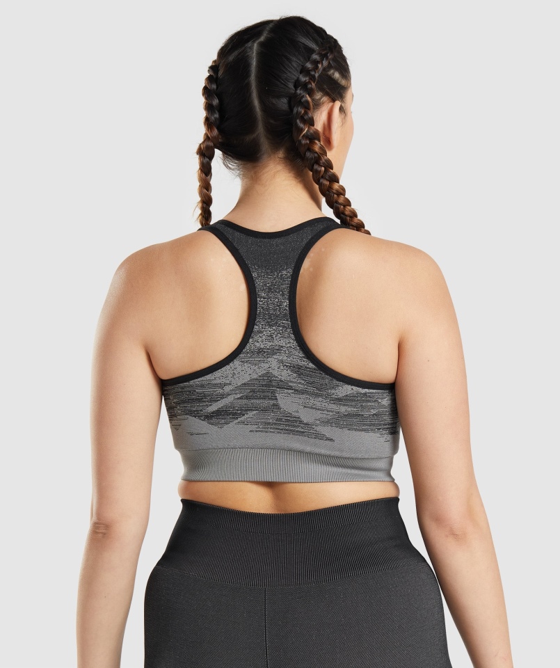 Gymshark Adapt Ombre Bezszwowy Biustonosz Sportowy Trójkąt-czarny