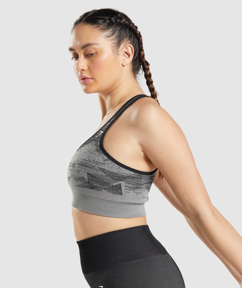 Gymshark Adapt Ombre Bezszwowy Biustonosz Sportowy Trójkąt-czarny