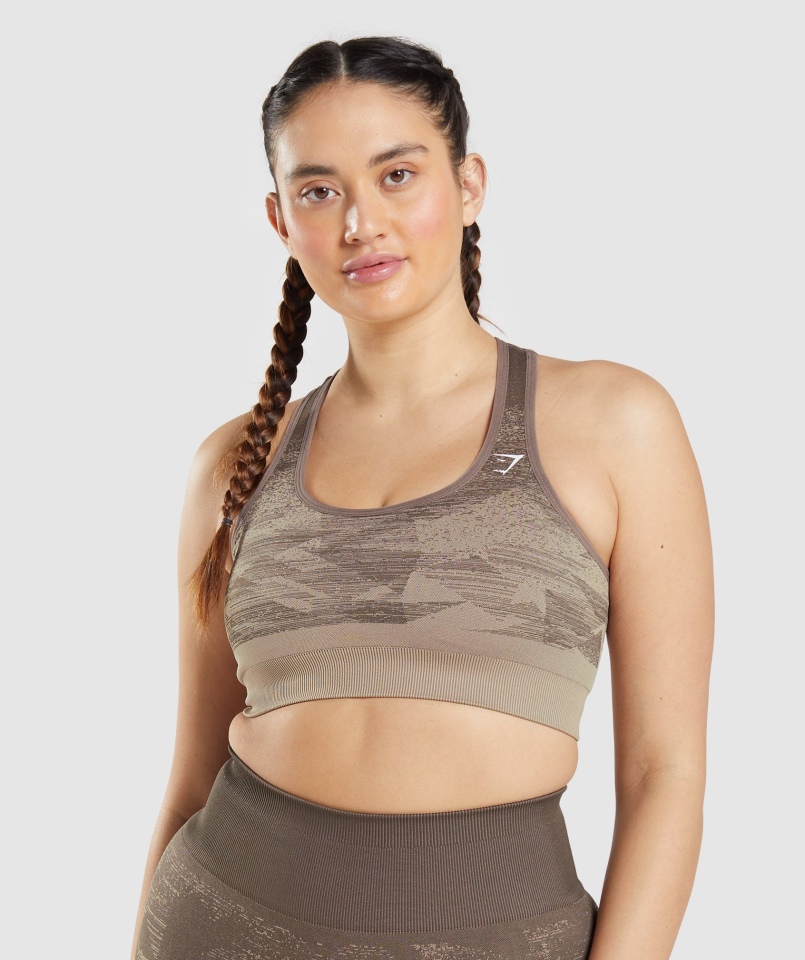 Gymshark Dostosuj Ombre Bezszwowy Biustonosz Sportowy Trójkąt-penny Brązowy