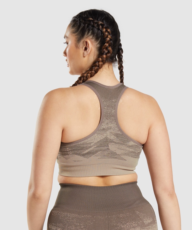 Gymshark Dostosuj Ombre Bezszwowy Biustonosz Sportowy Trójkąt-penny Brązowy