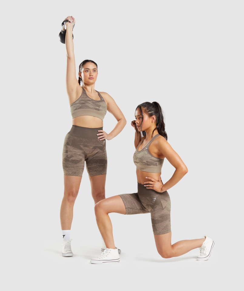 Gymshark Dostosuj Ombre Bezszwowy Biustonosz Sportowy Trójkąt-penny Brązowy